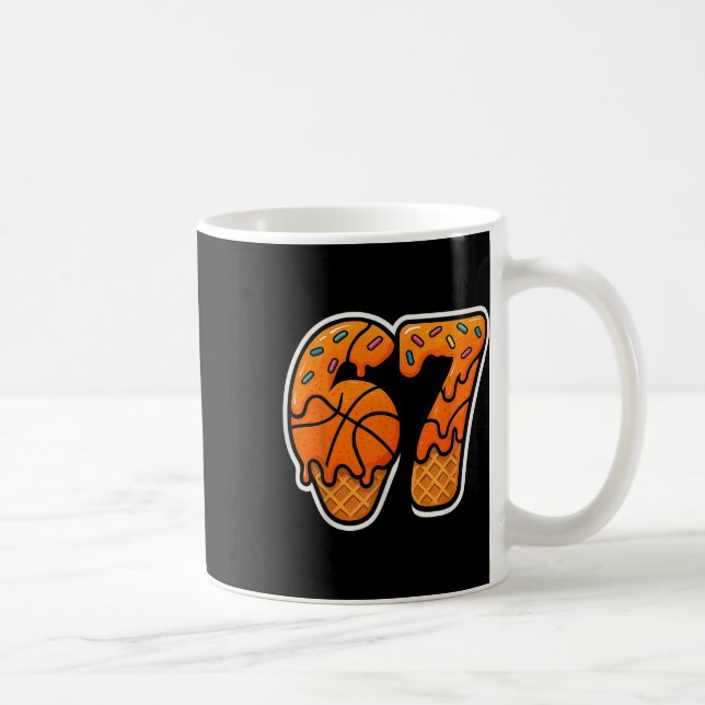 67 Glasskula Basketboll Six Seven Meme Korg Kaffemugg (Höger)