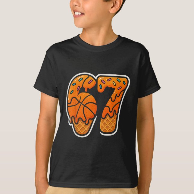 67 Glasskula Drip Basketboll Six Seven Meme Korg T Shirt (Framsida)