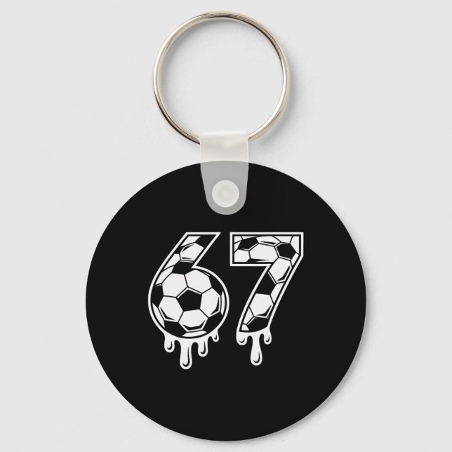 67 Glasskula Fotboll Gen Alpha Six Seven Meme  Nyckelring (Framsida)