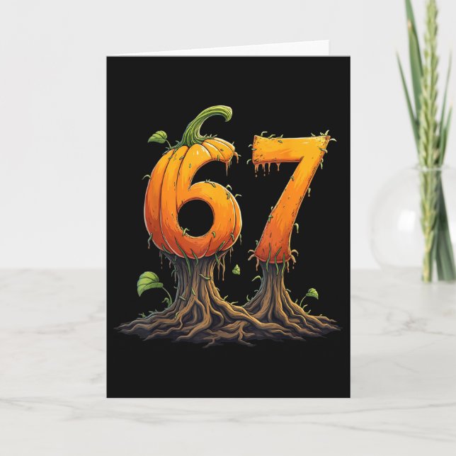 67 Halloween Brainrot Meme 6 7 Nummer Sex Sju P Kort (Framsida)