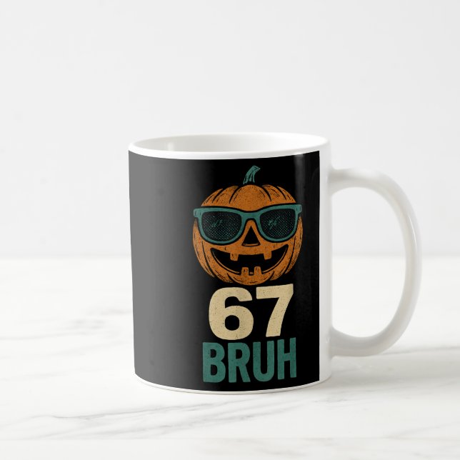 67 Halloween Bruh Pumpa 6-7 Meme Gen Alpha Slang Kaffemugg (Höger)