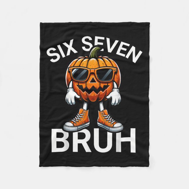 67 Halloween Funny Six Seven Meme Brainrot Pumpkin Fleecefilt (Framsidan)