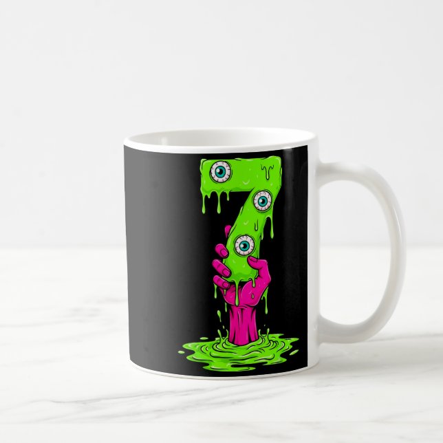 67 Halloween-kostym Roligt Nummer 7 Sju Meme För Kaffemugg (Höger)