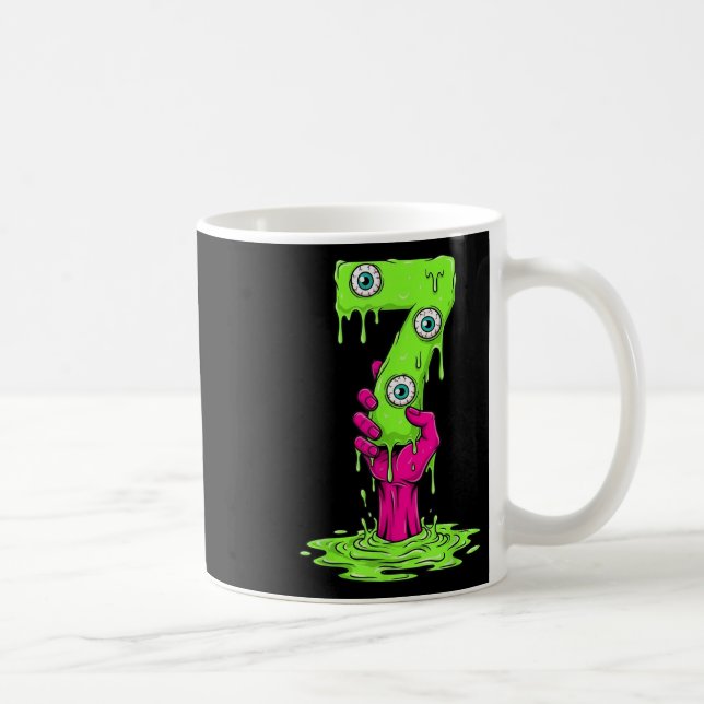 67 Halloween-kostym Roligt Nummer 7 Sju Meme För Kaffemugg (Höger)