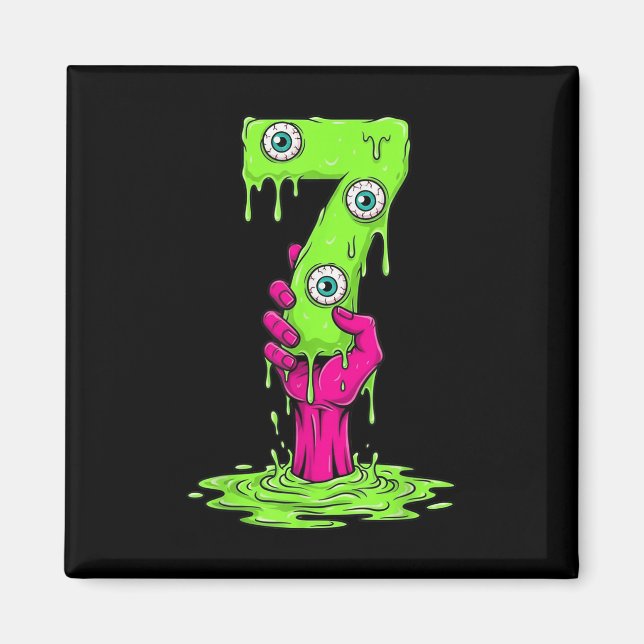 67 Halloween-kostym Roligt Nummer 7 Sju Meme För Magnet (Framsidan)