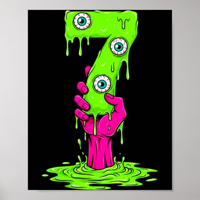 67 Halloween-kostym Roligt Nummer 7 Sju Meme För Poster (Framsidan)