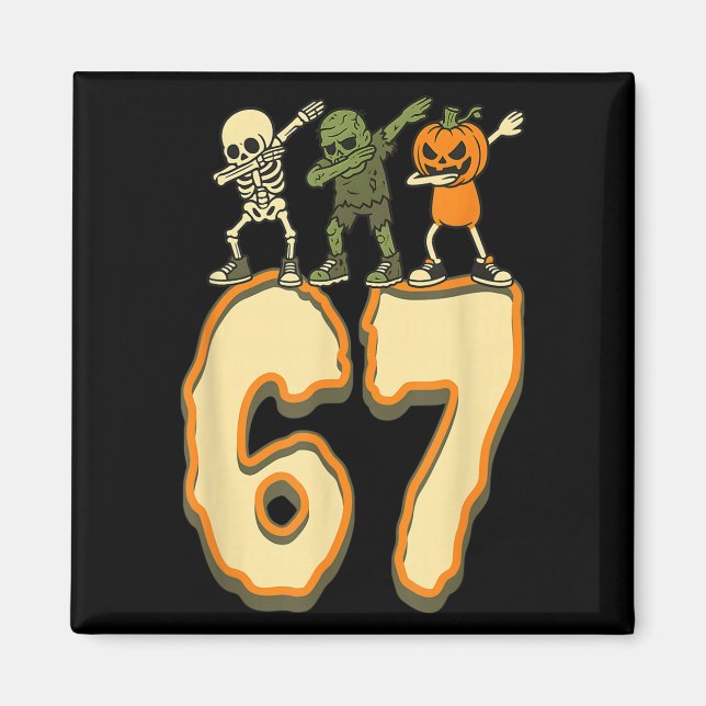 67 Halloween Meme 6 7 siffersex sjufalt barn Magnet (Framsidan)