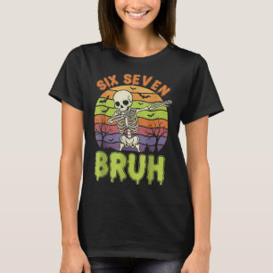 67 Halloween Meme 6 7 Skeleton 6 Sju siffror F T Shirt