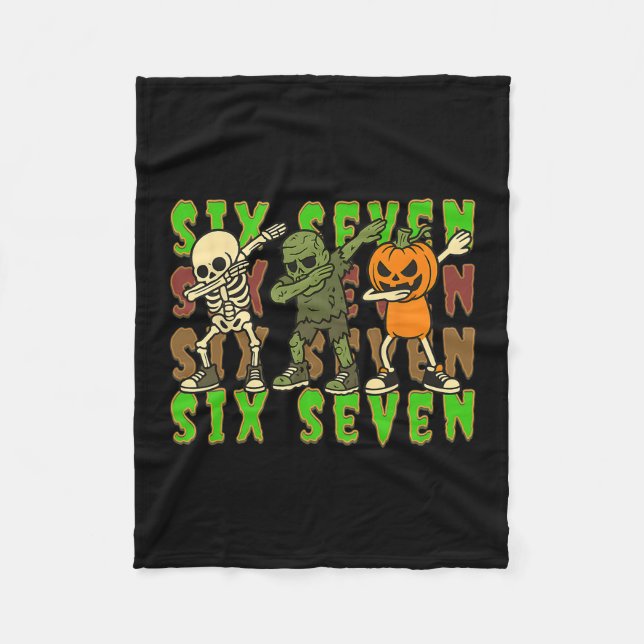67 Halloween Meme Six Seven Dabbing Skelett Zombi Fleecefilt (Framsidan)