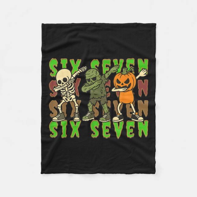 67 Halloween Meme Six Seven Dabbing Skelett Zombi Fleecefilt (Framsidan)