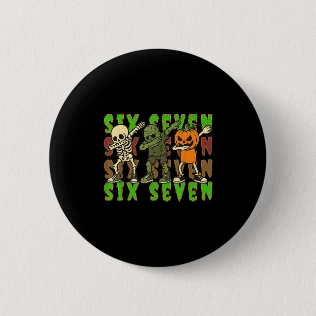 67 Halloween Meme Six Seven Dabbing Skelett Zombi Knapp (Framsida)
