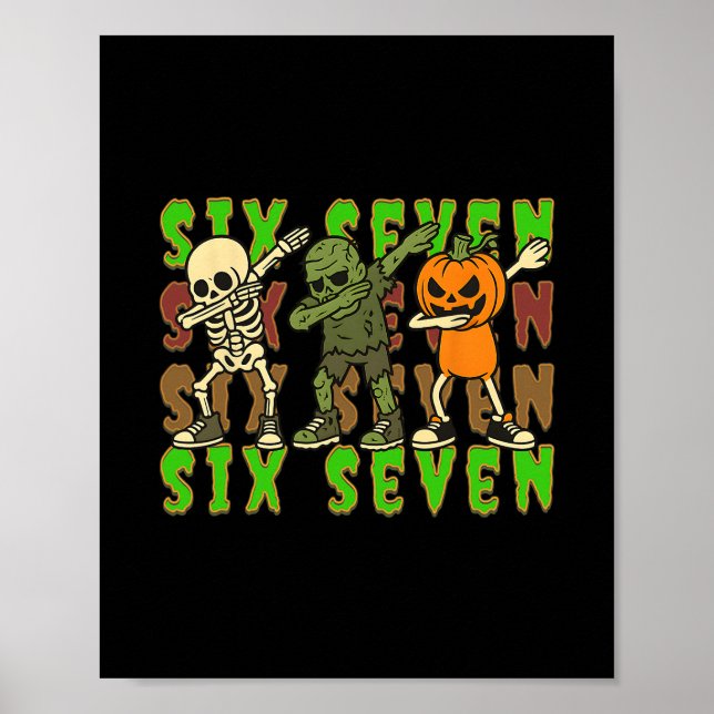 67 Halloween Meme Six Seven Dabbing Skelett Zombi Poster (Framsidan)