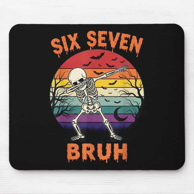 67 Halloween Meme Six Seven Skelett Nummer Roligt  Musmatta (Framsidan)
