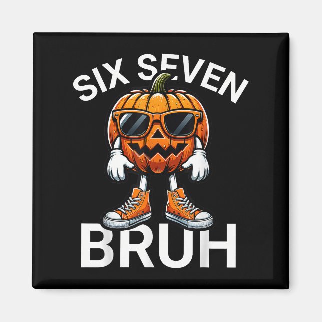 67 Halloween Rolig Sex Sju Meme Brainrot Pumpa Magnet (Framsidan)