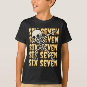 67 Halloween Rolig Sex Sju Meme Hjärnruttning Skel T Shirt