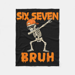 67 Halloween Rolig Six Seven Meme Brainrot Pumpa Fleecefilt