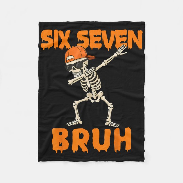 67 Halloween Rolig Six Seven Meme Brainrot Pumpa Fleecefilt (Framsidan)