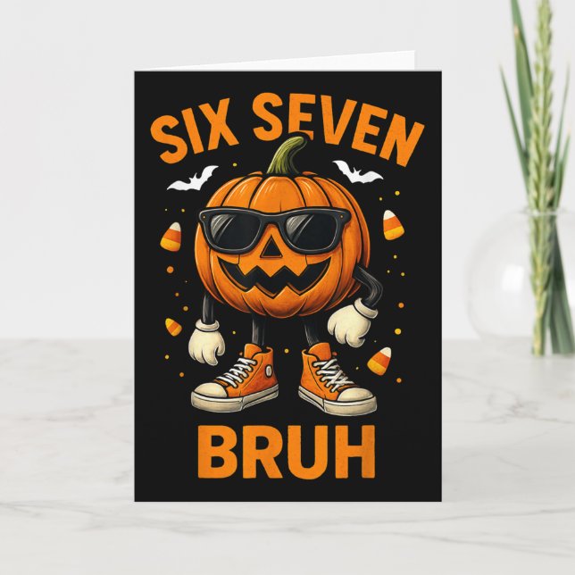 67 Halloween Rolig Six Seven Meme Brainrot Pumpa Kort (Framsida)