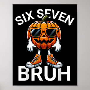 67 Halloween Rolig Six Seven Meme Brainrot Pumpa Poster