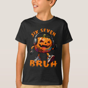 67 Halloween Rolig Six Seven Meme Brainrot Pumpa T Shirt