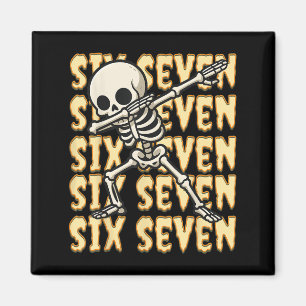 67 Halloween Rolig Six Seven Meme Brainrot Skelett Magnet