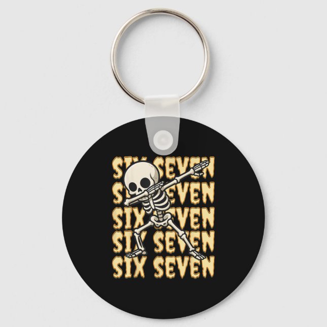 67 Halloween Rolig Six Seven Meme Brainrot Skelett Nyckelring (Framsida)