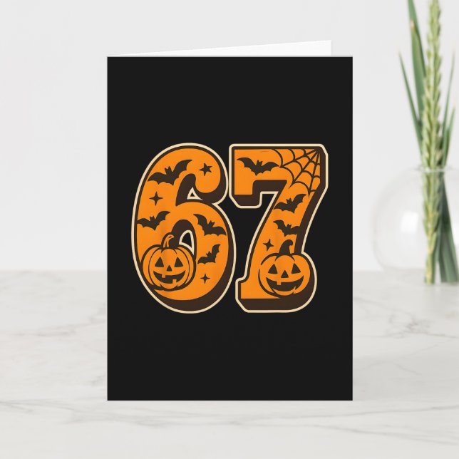 67 Halloween Six Seven Brainrot Meme Pojkar Barn K Kort (Framsida)