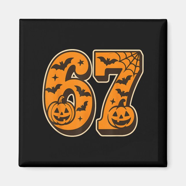 67 Halloween Six Seven Brainrot Meme Pojkar Barn K Magnet (Framsidan)