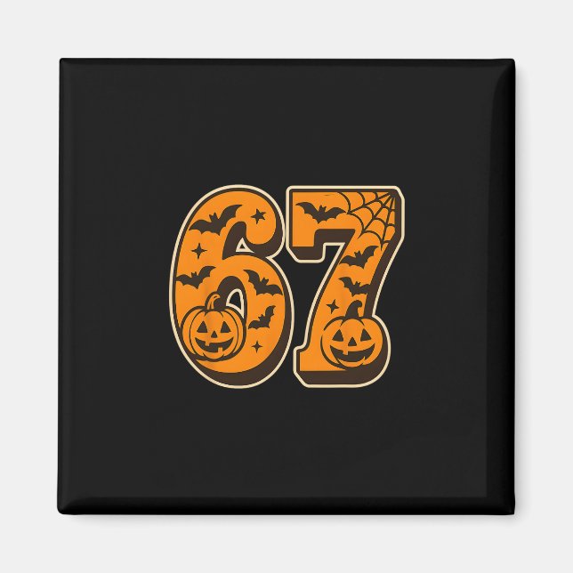 67 Halloween Six Seven Brainrot Meme Pojkar Barn K Magnet (Framsidan)