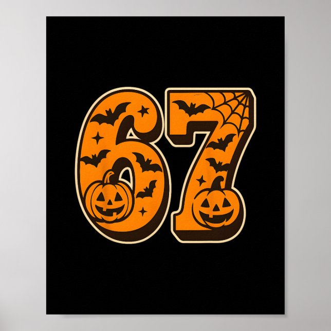 67 Halloween Six Seven Brainrot Meme Pojkar Barn K Poster (Framsidan)