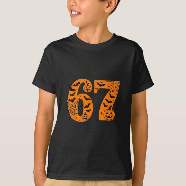67 Halloween Six Seven Brainrot Meme Pojkar Barn K T Shirt (Framsida)