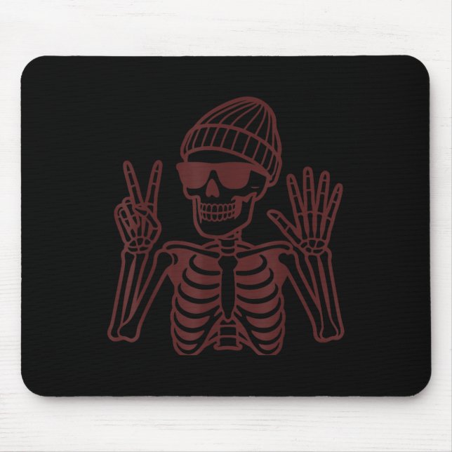 67 Halloween Skeleton Peace Sign Funny Meme Six Se Musmatta (Framsidan)