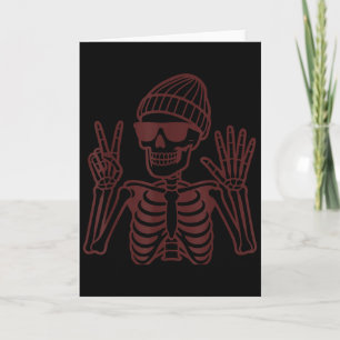 67 Halloween skelett fredstecken Roligt Meme Sex S Kort