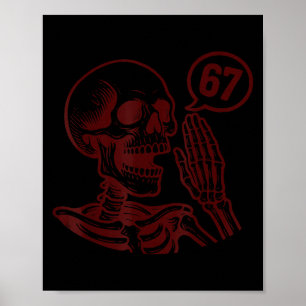 67 Halloween skelett Sex Sju Meme Brainrot Roligt Poster