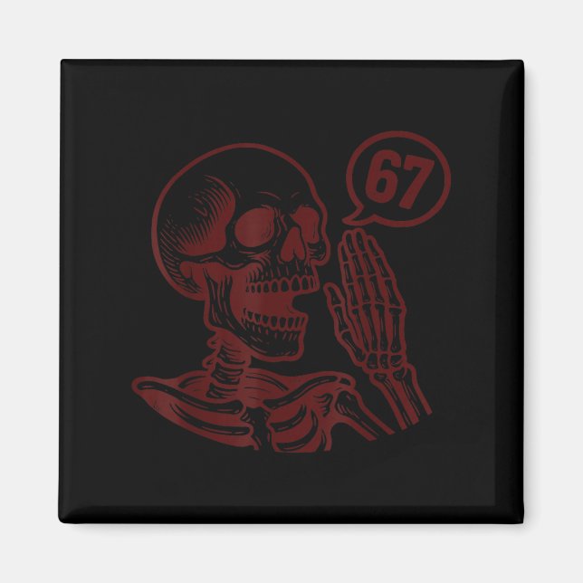 67 Halloween skelett Six Seven Meme Brainrot Rolig Magnet (Framsidan)