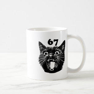 67 Halloween Svart Katt Brainrot Meme Sex Sju Tjej Kaffemugg