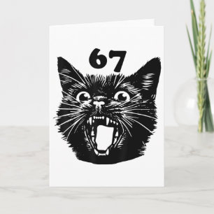 67 Halloween Svart Katt Brainrot Meme Sex Sju Tjej Kort