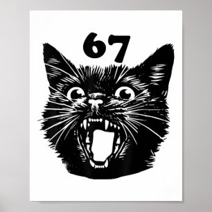 67 Halloween Svart Katt Brainrot Meme Sex Sju Tjej Poster