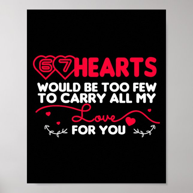67 Hearts Valentines Romantic Cute Saying 67 Valen Poster (Framsidan)