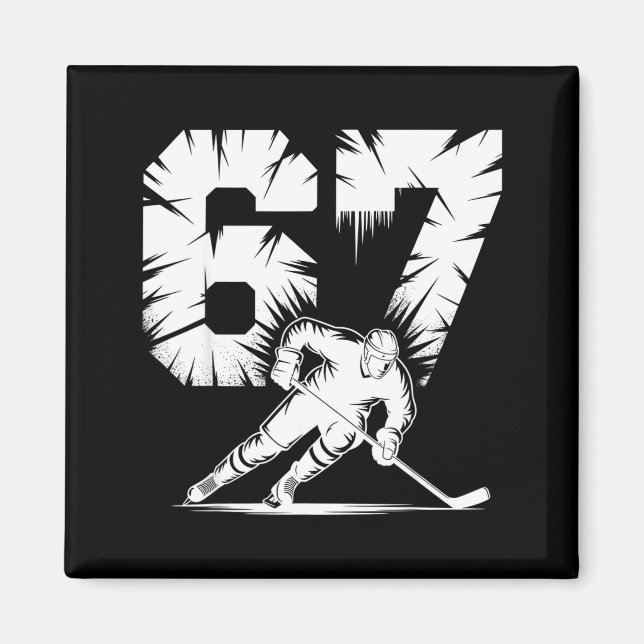 67 Hockey Cool Six Seven Gen Alpha Slang Winter St Magnet (Framsidan)