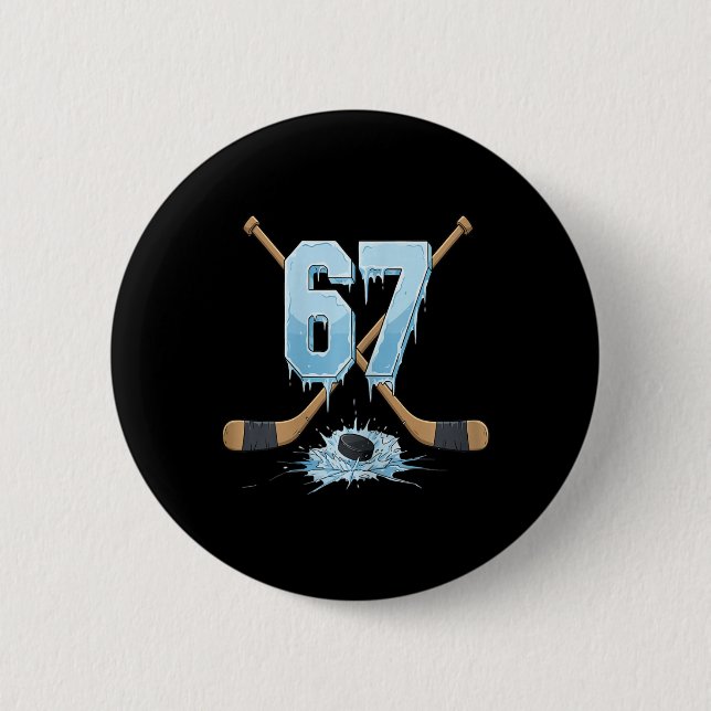67 Hockey Drip Ice Number Funny Meme Style Boys Gr Knapp (Framsida)