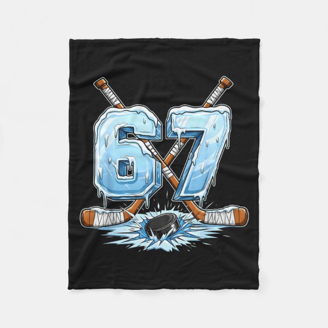 67 Hockey Drip Number Funny Meme Style Boys Graphi Fleecefilt (Framsidan)