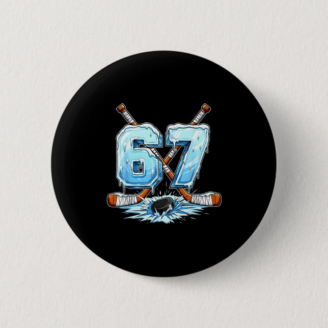 67 Hockey Drip Number Funny Meme Style Boys Graphi Knapp (Framsida)