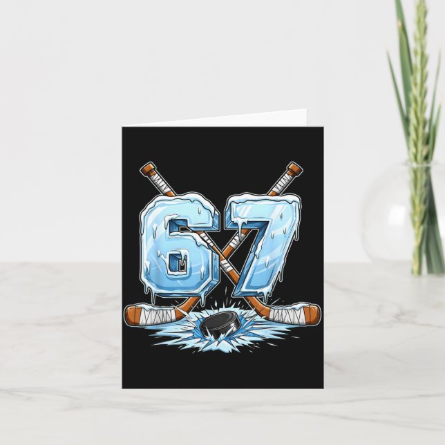 67 Hockey Drip Number Funny Meme Style Boys Graphi Kort (Framsida)