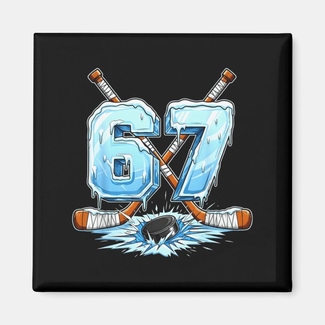 67 Hockey Drip Number Funny Meme Style Boys Graphi Magnet (Framsidan)