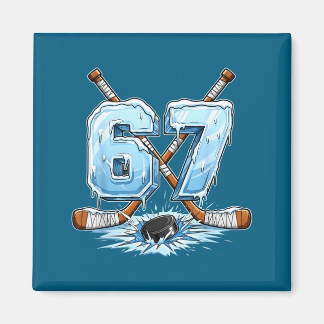 67 Hockey Drip Number Funny Meme Style Boys Graphi Magnet (Framsidan)