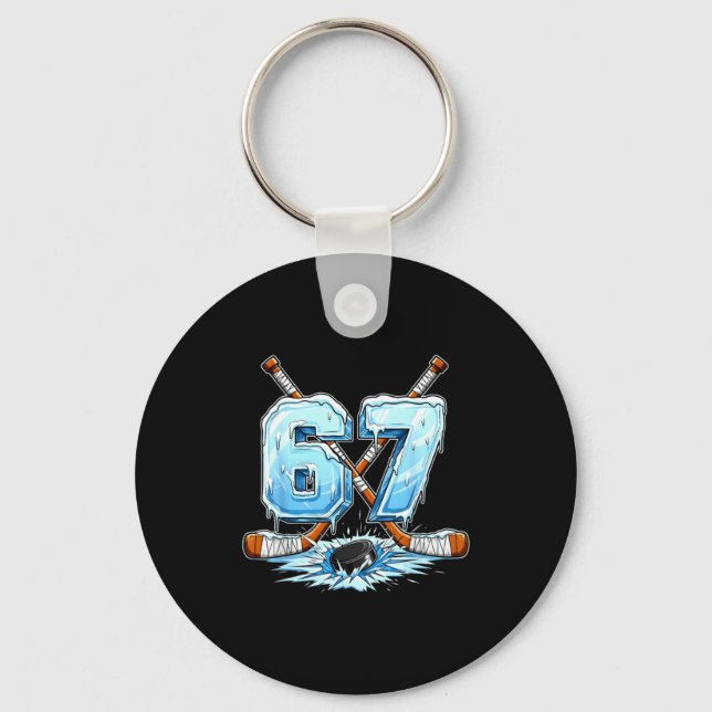 67 Hockey Drip Number Funny Meme Style Boys Graphi Nyckelring (Framsida)