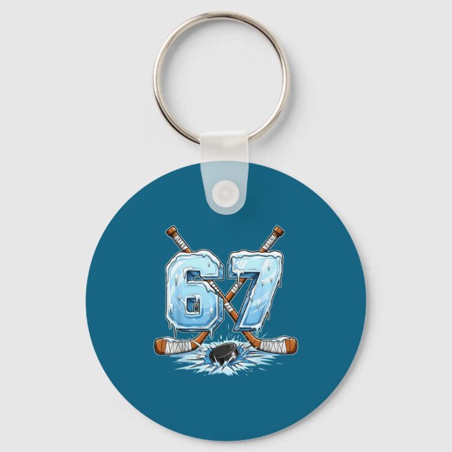 67 Hockey Drip Number Funny Meme Style Boys Graphi Nyckelring (Framsida)