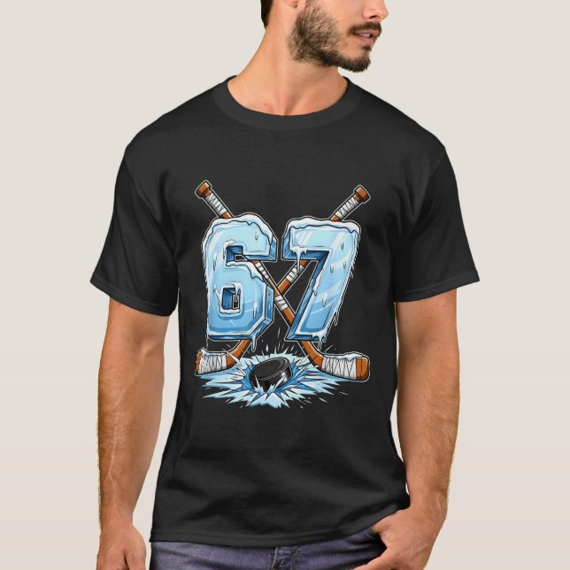 67 Hockey Drip Number Funny Meme Style Boys Graphi T Shirt (Framsida)