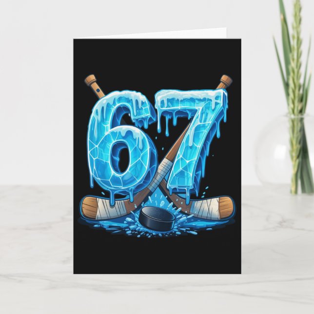 67 Hockey Drip Number Funny Meme Style Six Seven  Kort (Framsida)